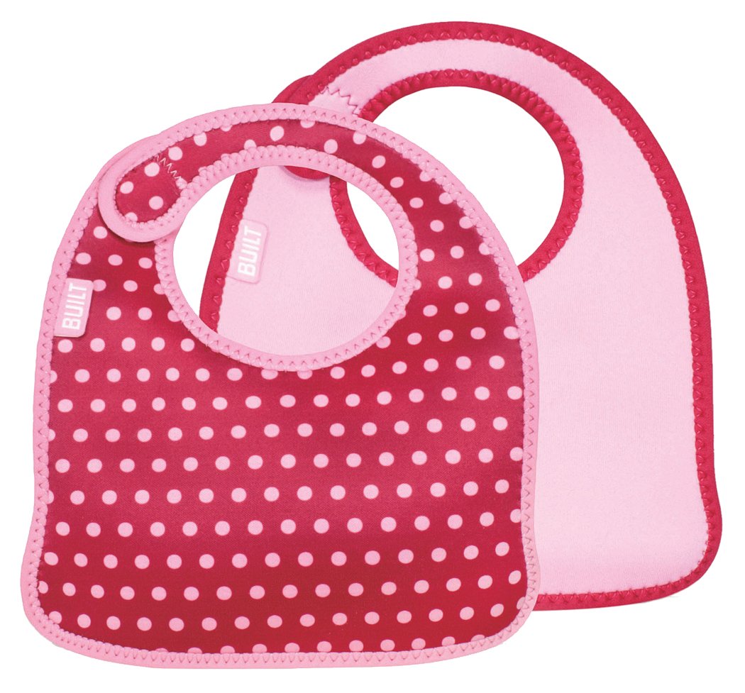 Built NY Infant Bib Baby Pink Mini Dots (Set of 2)