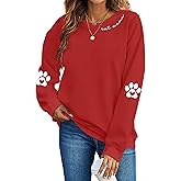 Cat Mom Sweatshirt for Women :Cats Paw Graphic Shirt Cat Sweater Cats Lover Long Sleeve Pullover Tops