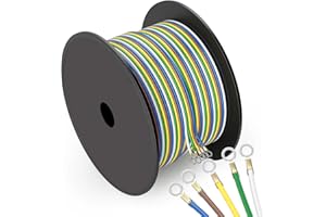 OTOMO Enough Long 100FT 14 Gauge 5 Way Trailer Wire CCA Bonded Extension Cable, SAE J1128 Harness Trailer Color-Coded Primary Wire Spools for Trailer RV Camper Towing - Green/Yellow/Brown/White/Blue