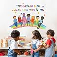 Mfault Kids Diversity Equality Inspirational Wall Decals Stickers, Inspirational We Rise By Lifting Others Wall Decals Stickers, This World Was Made For You And Me Toddler Room Decor