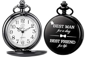 SIBOSUN Best Man Gifts for Wedding Proposal Engraved Best Man Groomsmen Pocket Watch Groomsman Gifts Set for Wedding Pocket Watches for Men with Chain