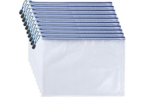 AUSTARK 10Pcs Zipper File Bags, Zipper Pouch, PVC Document Bag Zipper Folders Document Pouch Receipts Organizer for Office Home Travel (A4 Size 13.4 x 9.4 Inches, White)