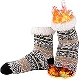 COOVAN Mens Fuzzy Slipper Socks Warm Winter Cozy Fluffy Cabin Thermal Fleece Soft Comfy Thick Non Slip Home Socks