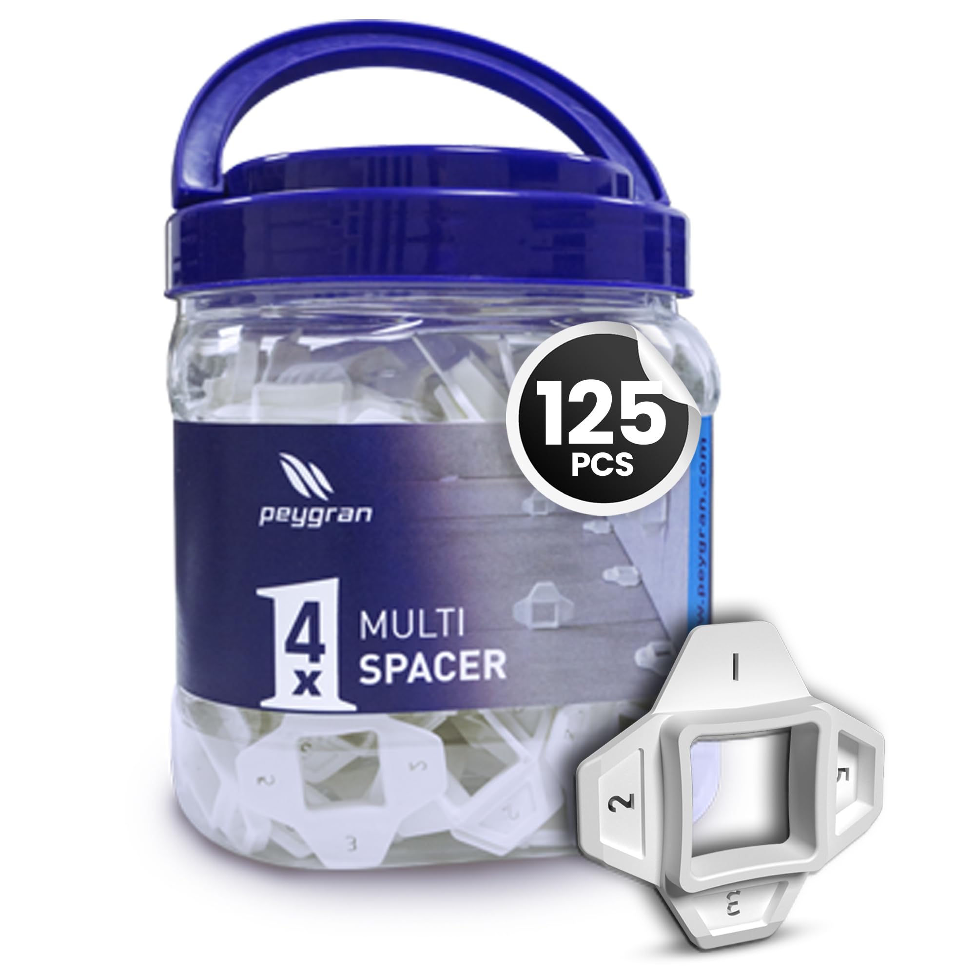 Peygran Tile Leveling System 4X Multi Spacer – Highly Durable Wall and Floor Tile Spacers for Large Formats, Heavy Slabs, Home Improvement – 4 Spacers in 1 (1/32”, 1/16”, 1/8”, 3/16”) 125 PCS