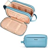 Toiletry Bag for Men & Women, Cruise Ship Travel Essentials, Shaving Dopp Kit with Dry and Wet Separation, Water-resistant Bathroom Cosmetic Organizer Bag, Makeup Accessories with Trolley Belt, Blue