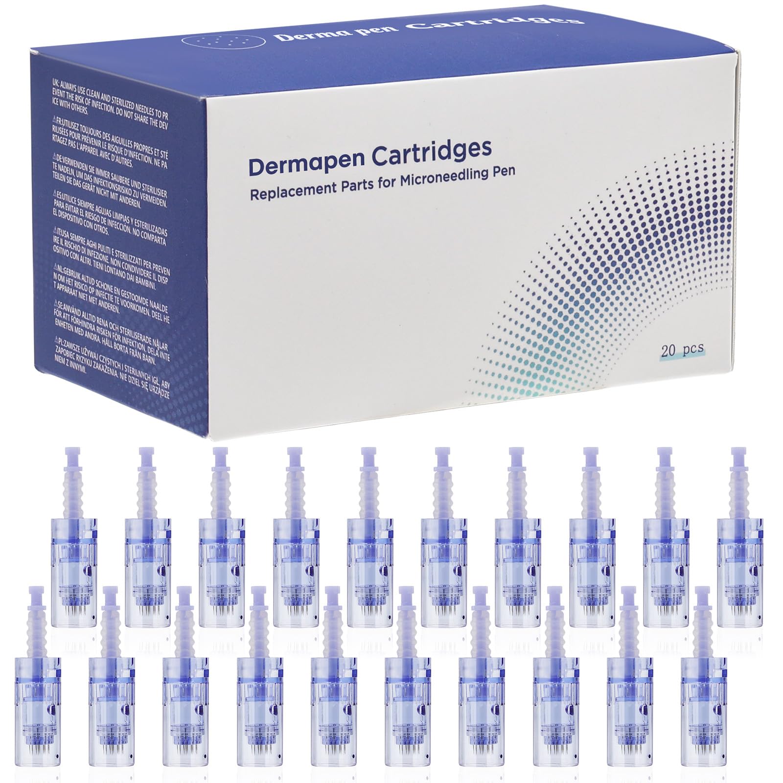 12 pin Micro Microneedling Cartridges, 20pcs Replacement Cartridges for Ultima A6 Derma Pen Auto Microneedling System, Bayonet Type