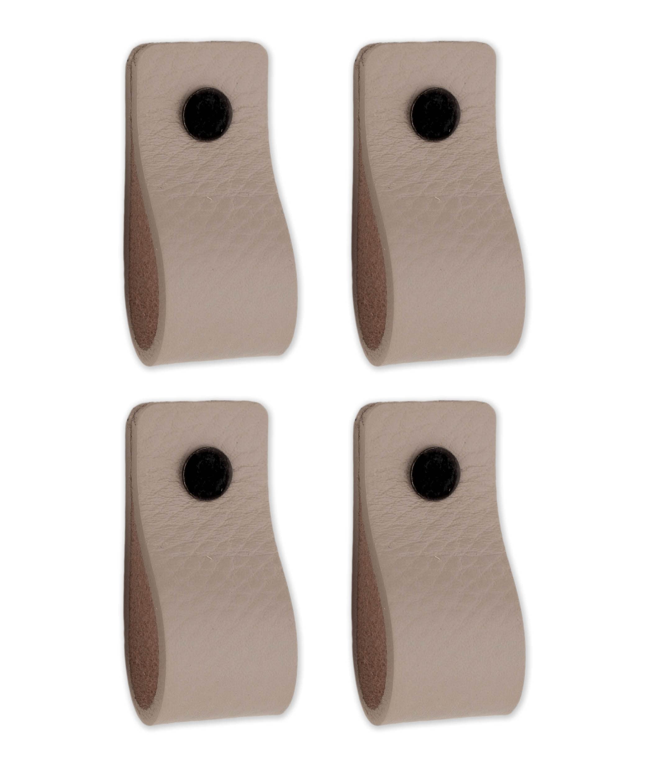 Brute Strength - Leather Handles for Furniture - Light Grey - 4 pcs - 12,5 x 2,5 cm - Cabinet Handle, Door Handle for Kitchen, Bathroom, cabinets, Dresser, Wood