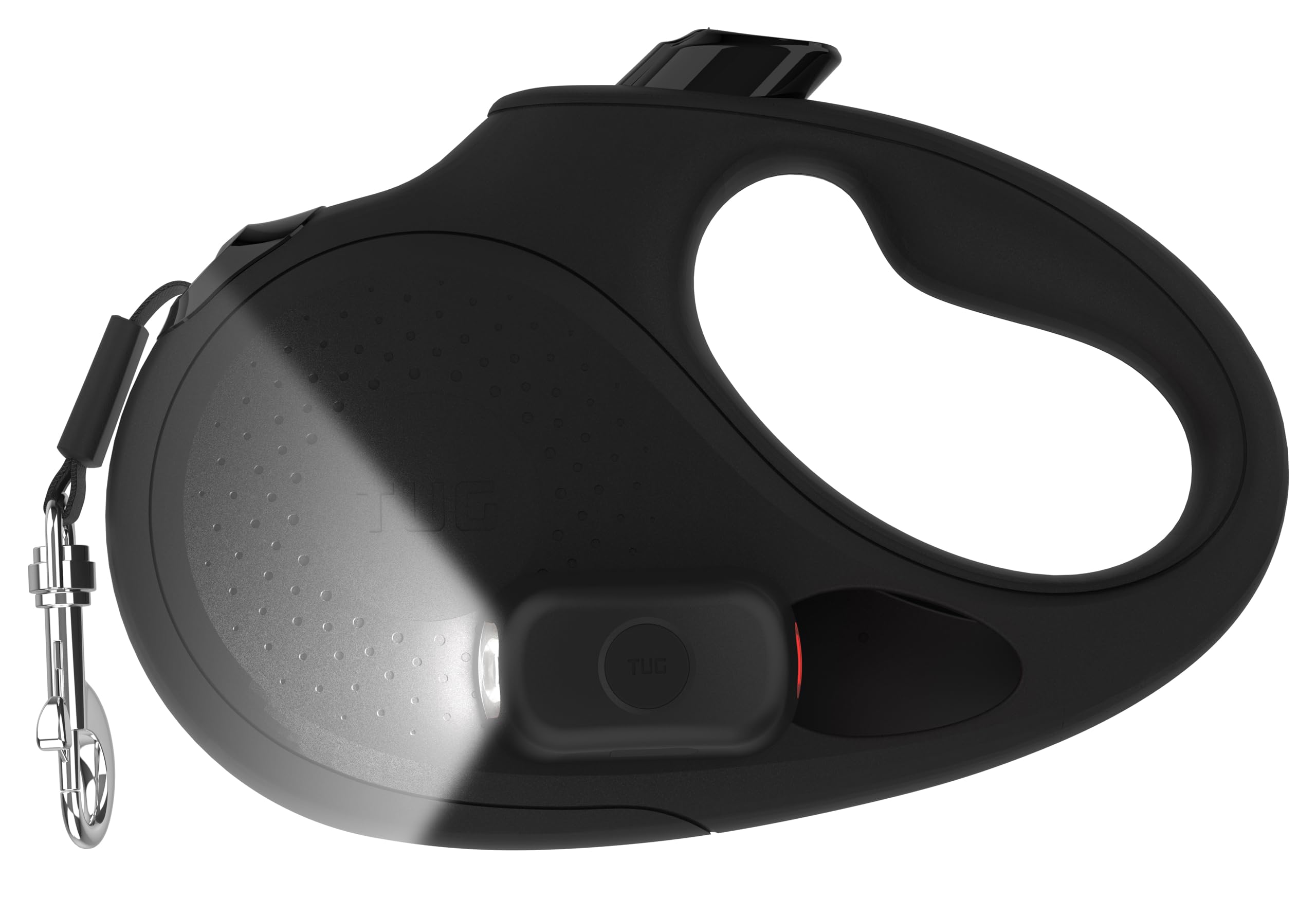 Photo 1 of TUG Oval 360° Tangle-Free Retractable Dog Leash | Flashlight Included | Integrated Waste Bag Dispenser Pocket (Medium, Black)