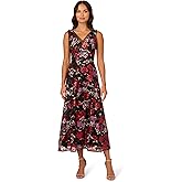 Adrianna Papell Womens Floral Sequin Ankle Dress