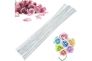 100 Counts Stem Wire Floral Paper Wrapped Wire, 14 Inch 22 Gauge Floral Wire Floral Stem Wire Flower Making Accessory for Flo