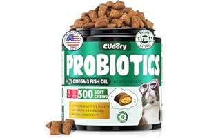 CUDORY Cat Probiotics Tasty Chews for Digestive & Gut Support - Crunchy & Creamy Texture - Cat Gut Health, Constipation Relief, Healthy Stool, Natural Supplement for Cats, Chicken Flavor - 500 Chews