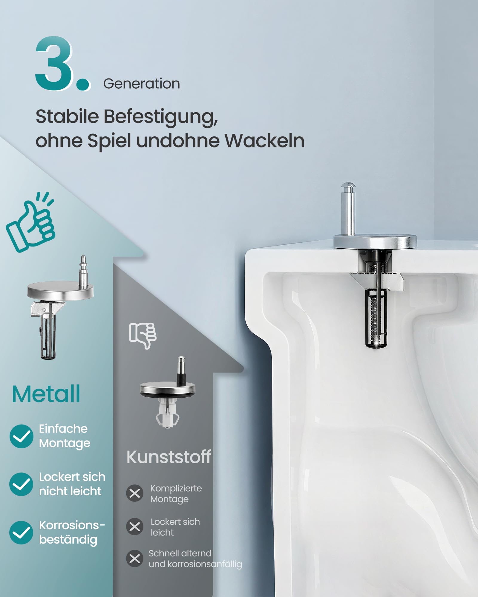 SONGMICS Toilettendeckel O-Form, WC-Sitz mit Absenkautomatik, Griff, Toilettensitz schnell abnehmbar, Klodeckel einfache Montage, WC-Deckel Urea-Duroplast, bis 300 kg belastbar, weiß BTL101WZ01 5