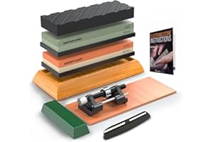 Knife Sharpening Stone Set – 400/1000 and 3000/8000-Grit Professional, Safe Knife Sharpener Set – Whetstone Set Includes Flat