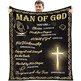 Wxiben Man of God Gift Blanket - Christian Gifts for Men Religious Inspirational Spiritual Gifts for Mens Dad Husband Soft Lightweight Flannel Throw Blanket for Home Sofa Couch Bed 60 x 50 Inches