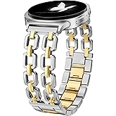 Wearlizer Metal Bands Compatible with Samsung Galaxy Watch 8 Band 40mm 44mm/Watch 8 Classic 46mm, No Gap Dressy Stainless Steel Chain Strap Wristbands Accessories for Women