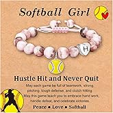 Fervia Easter Basket Stuffers - Volleyball/Softball Bracelet Heart Initial Gifts Sports Accessories Jewelry Gift Ideas for Teen Girls Women for Christmas Birthday