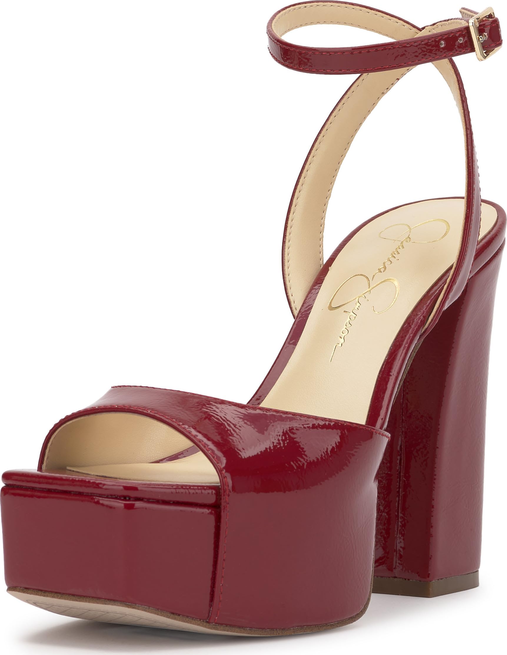 Jessica Simpson Lirio Peep Toe Platform Sandal, Chili Pepper, 7.5