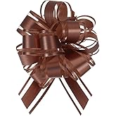 MECCANIXITY 6pcs 4 Inch Large Big Pull Bow Metallic Organza Gift Wrapping Bows Ribbon for Wedding Car Baskets Presents Christmas Bow, Coffee