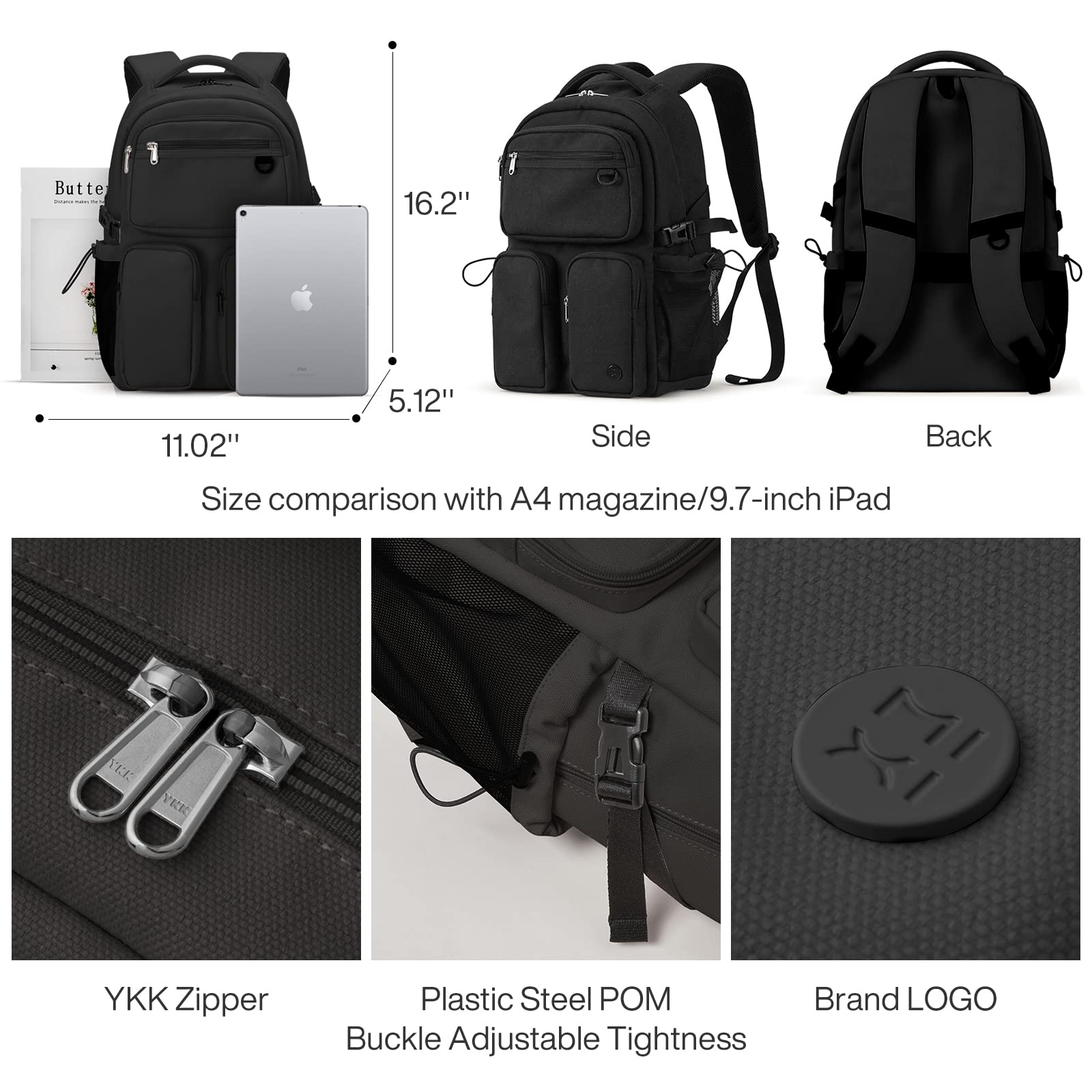 mixi Travel Laptop Backpack, Lightweight Durable School Bookbag Men Woman 15.6