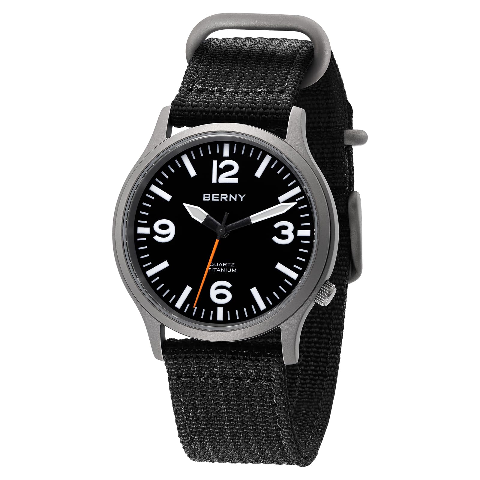 BERNY Titanium Watch Men Watches Men Watches for Men Japanese Sweep Second Quartz Movement VH31 5ATM Water Resistant Analog Quartz Watch Super Luminus Sapphire Glass, black, (1), Fashion