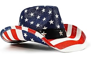 FLUFFY SENSE. American Flag Cowboy Hat Patriotic USA Western Hat 4th of July Party Parade Rodeo Unisex Cowboy Cowgirl Hat