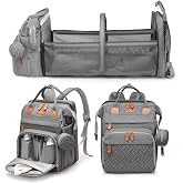 Jeryswet Baby Diaper Bags with Changing Station, Waterproof Large Capacity Diaper Bag Backpack for Moms Dads with USB Chargin