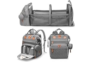 Jeryswet Baby Diaper Bags with Changing Station, Waterproof Large Capacity Diaper Bag Backpack for Moms Dads with USB Charging Port and Stroller Straps, Baby Shower Gifts, Grey