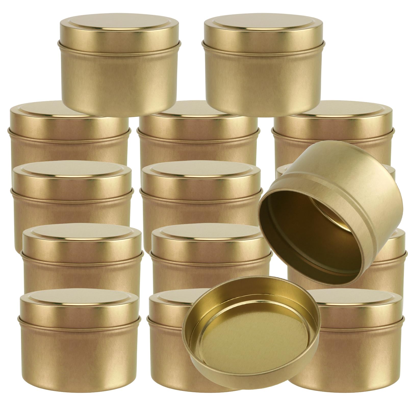 HAKZEON 24 PCS 4 oz Gold Candle Tins with Lids, Empty Candle Jars, Metal Tins Candle Containers for Making Candles, Arts & Crafts Projects