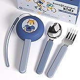 Bentoheaven Kids Travel Utensils with Case, Food-Grade Stainless Steel & BPA-Free Plastic, Travel Cutlery Set, Dishwasher Safe Fork, Spoon & Case, Reusable Flatware, Silverware for Kids (Tiger)