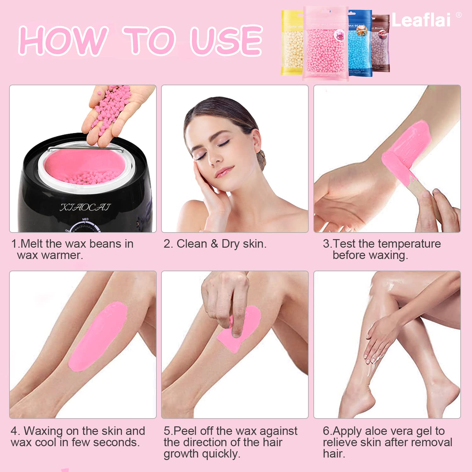 Hard Wax Beads, Professional Wax Beads for Hair Removal 400g Hair Wax with 10 Pcs Wood Sticks for Full Body Brazilian Bikini Face Legs Eyebrow Painless at Home for Woman Men