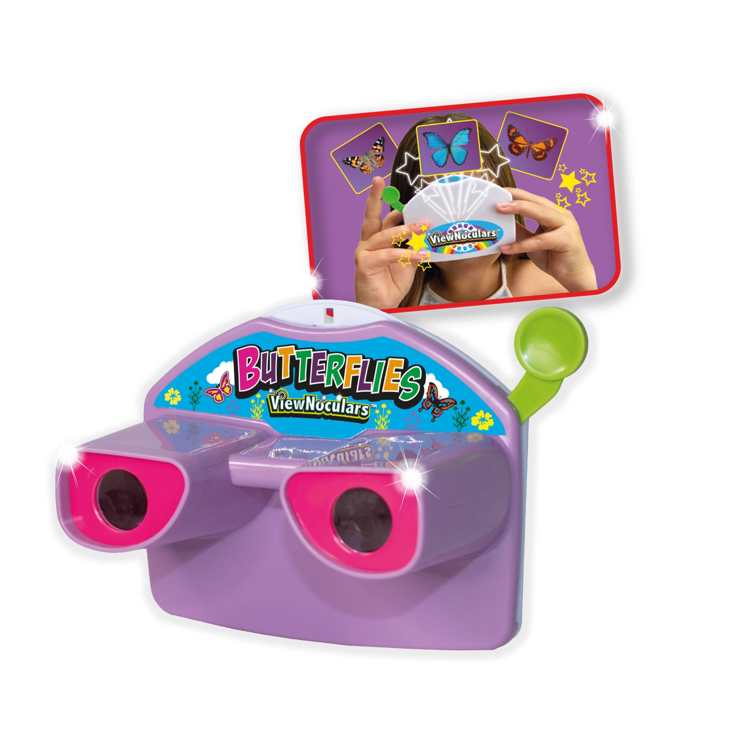 Deluxebase ViewNoculars 3D Reel Viewer Binoculars - Butterfly Educational Kids Toys with 8 Butterflies Views, Battery-Free Retro Viewers Butterfly Toys for Kids of All Ages