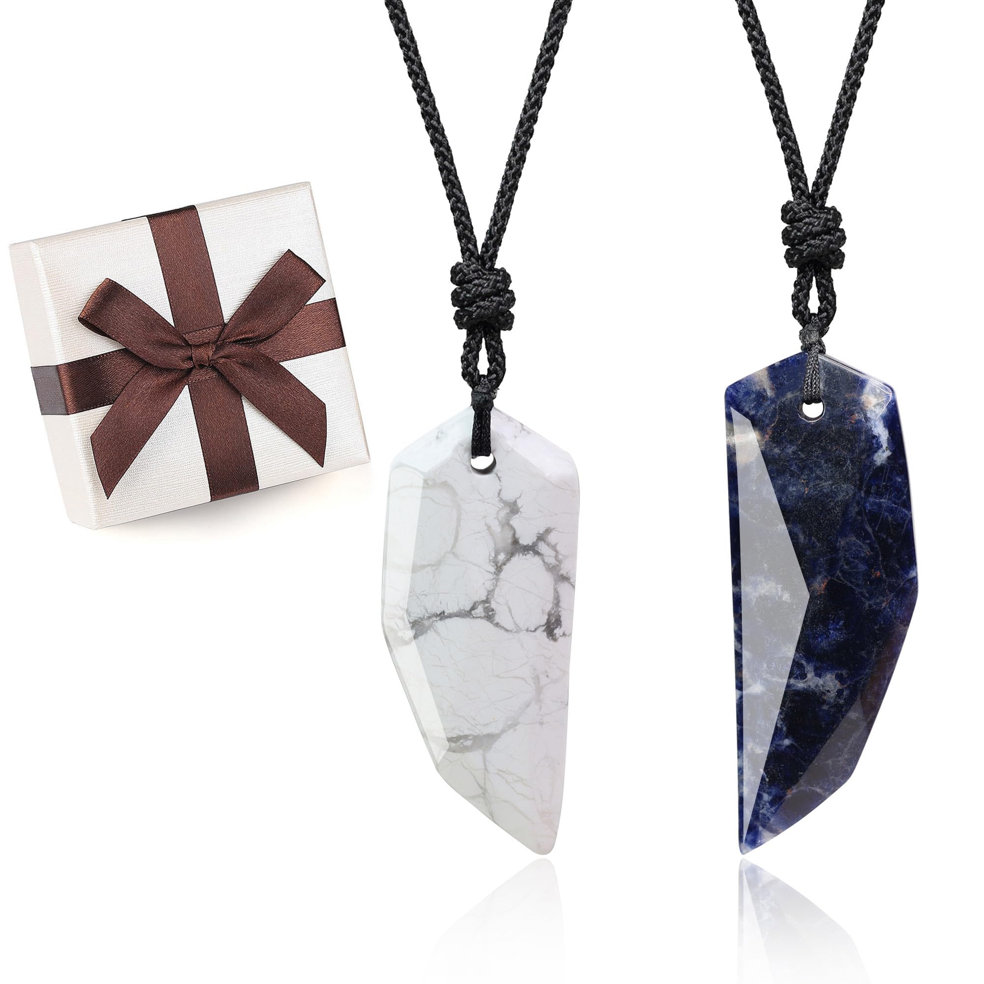 COAI Sodalite Howlite Stone Amulet Couple Pendant Necklaces