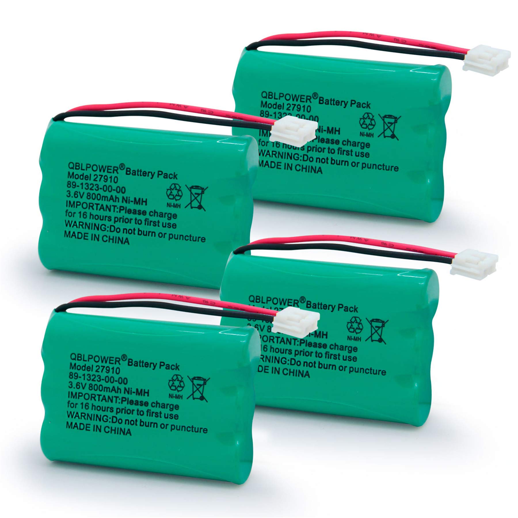 27910 Cordless Phone Battery Rechargeable Compatible with 89-1323-00-00 E1112 E2801 TL72108 SD-7501 23-959 Cordless Handsets 3.6V(Pack of 4)