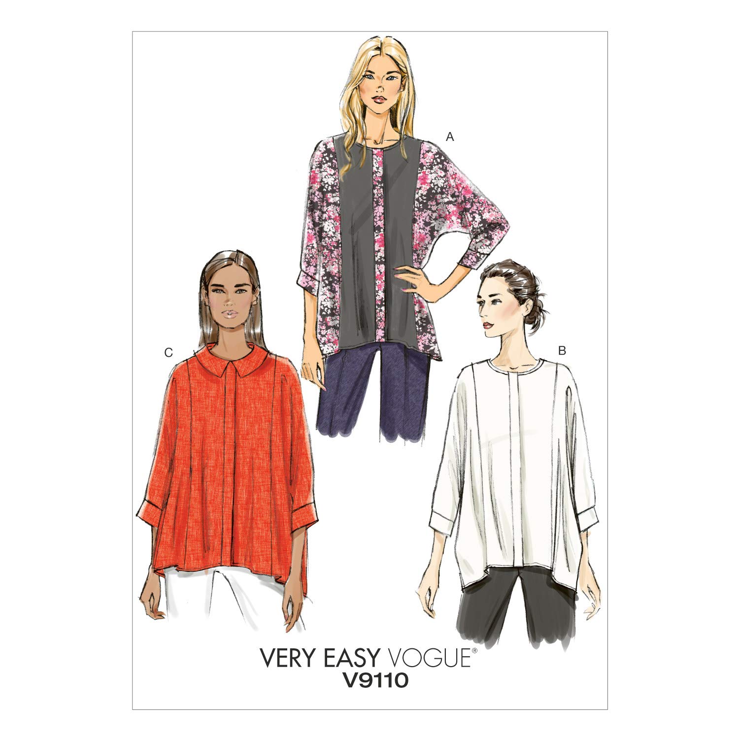 Vogue Patterns 9110, Misses Top, Size E5 (14-16-18-20-22)