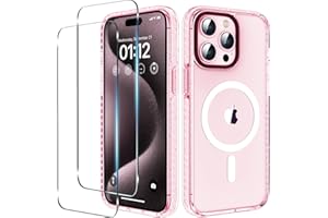 LLYZZ for iPhone 15 Pro Max Case, Magnetic&Ultra Shockproof [2 Glass Screen Protector][12FT Military Grade Protection][Compatible with MagSafe][Non-Yellowing] Slim Phone Cover-6.7’’ (2023), Pink