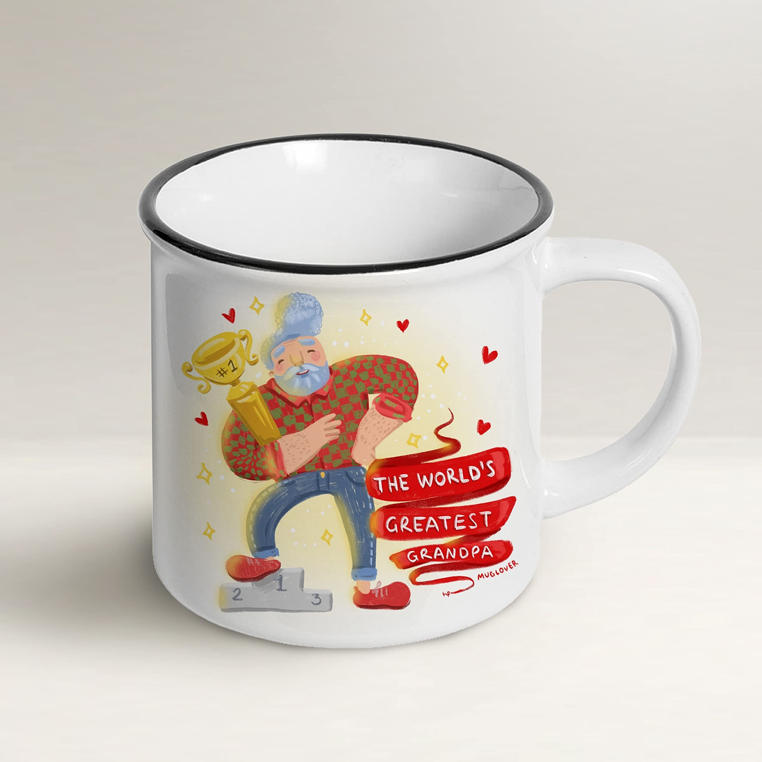 Mug Lover - The World's Greatest Grandpa - (ENGLISH) - Mug gift idea with envelope, greeting card and organza pouch