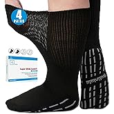 Bulinlulu Extra Width Diabetic Socks Men Women-4 Pairs Wide Edema Sock for Swollen Feet,Non Slip Cast Bariatric Socks 13-15