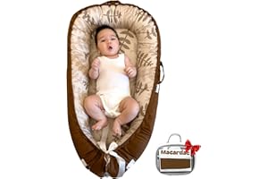 Macardac Baby Nest for Newborn – 100% Cotton, Safe, Breathable & Soft (0-24 Months), Portable Infant Pillow, Baby Pillow (Brown Leaves)