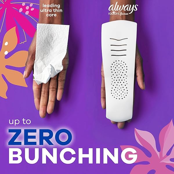 ALWAYS RADIANT FEMININE PADS FOR WOMEN, FLEXFOAM PADS WITH WINGS, SIZE 3, EXTRA HEAVY ABSORBENCY, LIGHTLY SCENTED, 30 COUNT (PACKAGING MAY VARY)