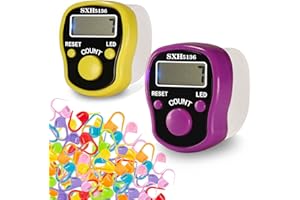 Stitch Counters 2 Pcs LED Digital Row Counter and Stitch Markers 50 Pcs Crochet Stitch Markers for Knitting Sewing Stitching Weaving, Muslim Pray, Recording Sports Scoring, Lap Counting by ILouxNei