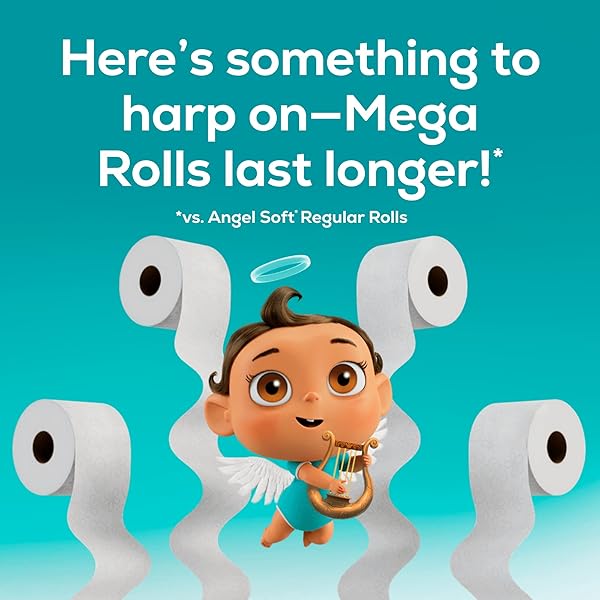 ANGEL SOFT TOILET PAPER WITH FRESH EVERGREEN SCENTED TUBE, 8 MEGA ROLLS = 32 REGULAR ROLLS, SOFT AND STRONG TOILET TISSUE