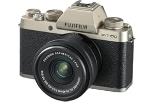Fujifilm X-T100 Mirrorless Digital Camera w/XC15-45mm F/3.5-5.6 OIS PZ Lens, Champagne Gold