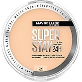 Maybelline Super Stay 24 Hour Hybrid Powder Foundation, Waterproof, Vegan, Mattifying, 220, 6g