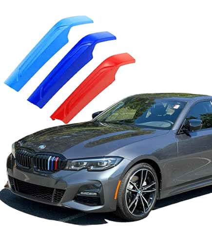 3er-Set Kühlergrill-Streifen Für BMW E39 M5 (1995–2003) – 10 Lamellen, Blau/Rot/Hellblau, ABS