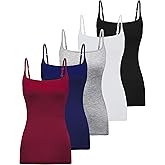BQTQ 5 Pcs Womens Camisole Square Neck Camisoles Spaghetti Strap Camisole Slim Fitted Basic Camisole Top