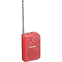 Amazon.com: Portable AM/FM Pocket Radio With Built-In Speaker, Red ...
