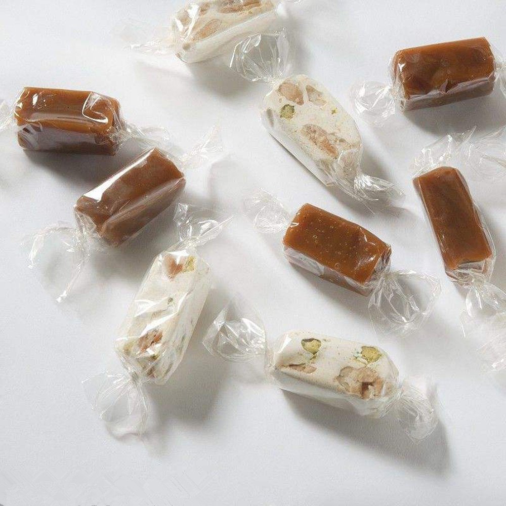 Nougat Wrappers - Caramel - Candy Cellophane Wrapping Paper, 500 Sheets+5 Packing Bags (3.5"x3")