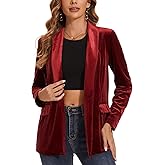 MINTLIMIT Women's Velvet Blazer Lightweight Long Sleeve Jacket Shawl Lapel Open Front Casual Blazers with Pockets