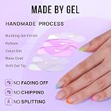 BTArtbox Press On Nails Short French Tip Almond 30Pcs 15 Sizes Neon Rainbow view 3