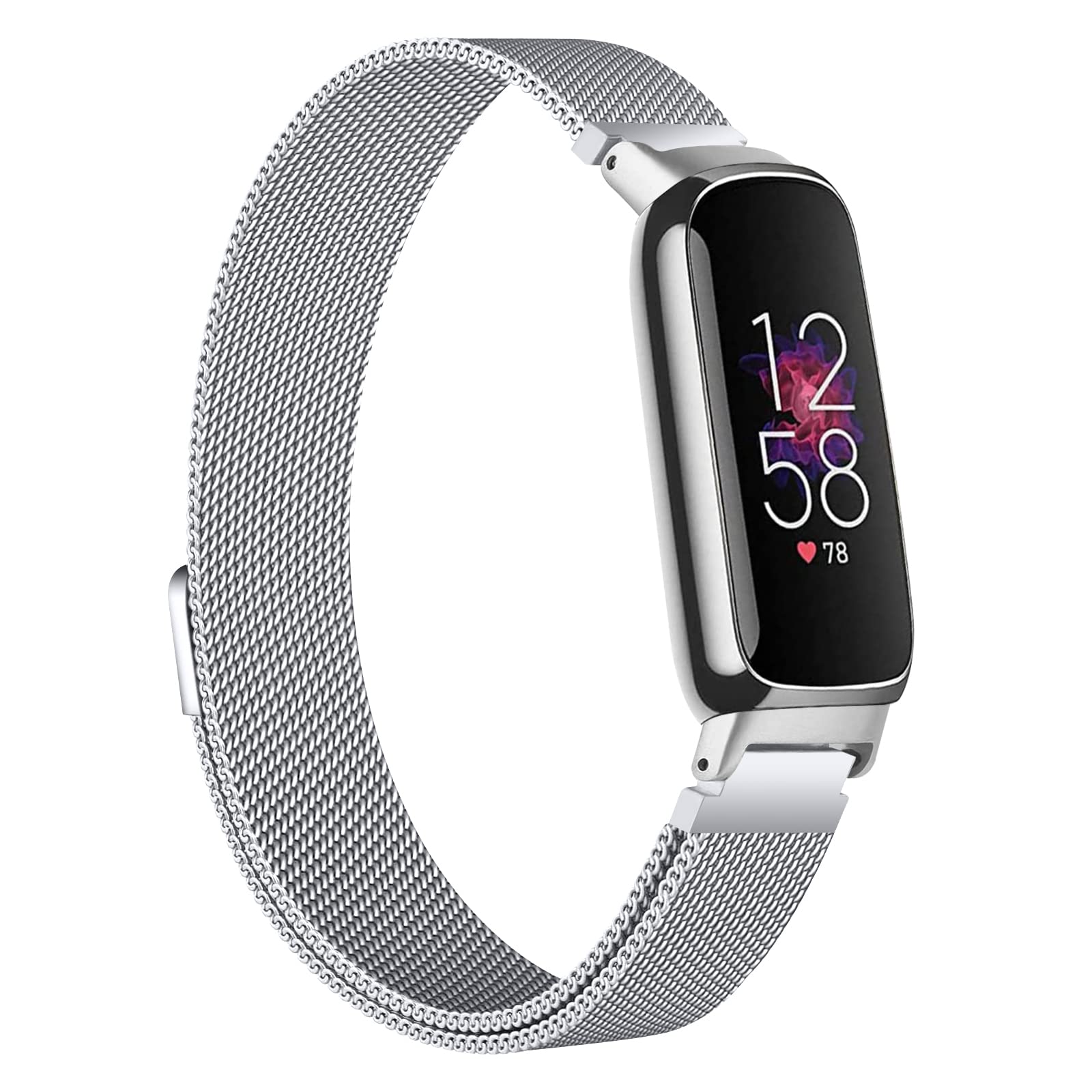 Gimuk Strap Compatible with Fitbit Inspire 3 - Adjustable Stainless Steel Loop Metal Mesh Magnetic Replacement Wristband for Fitbit Inspire 3 Fitness Tracker - Small Large